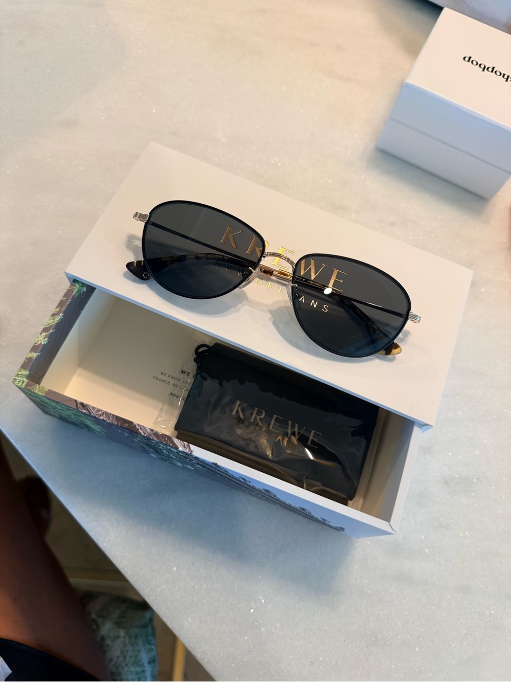 KREWE Tortoise Frame Sunglasses with Black Lenses